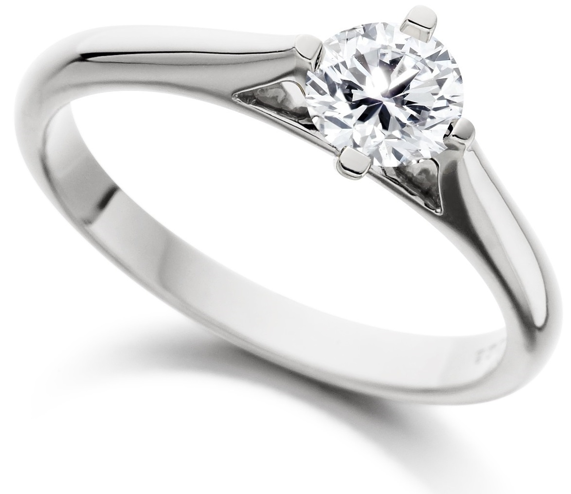 Round Four Claw White Gold Engagement Ring ICD185 Main Image
